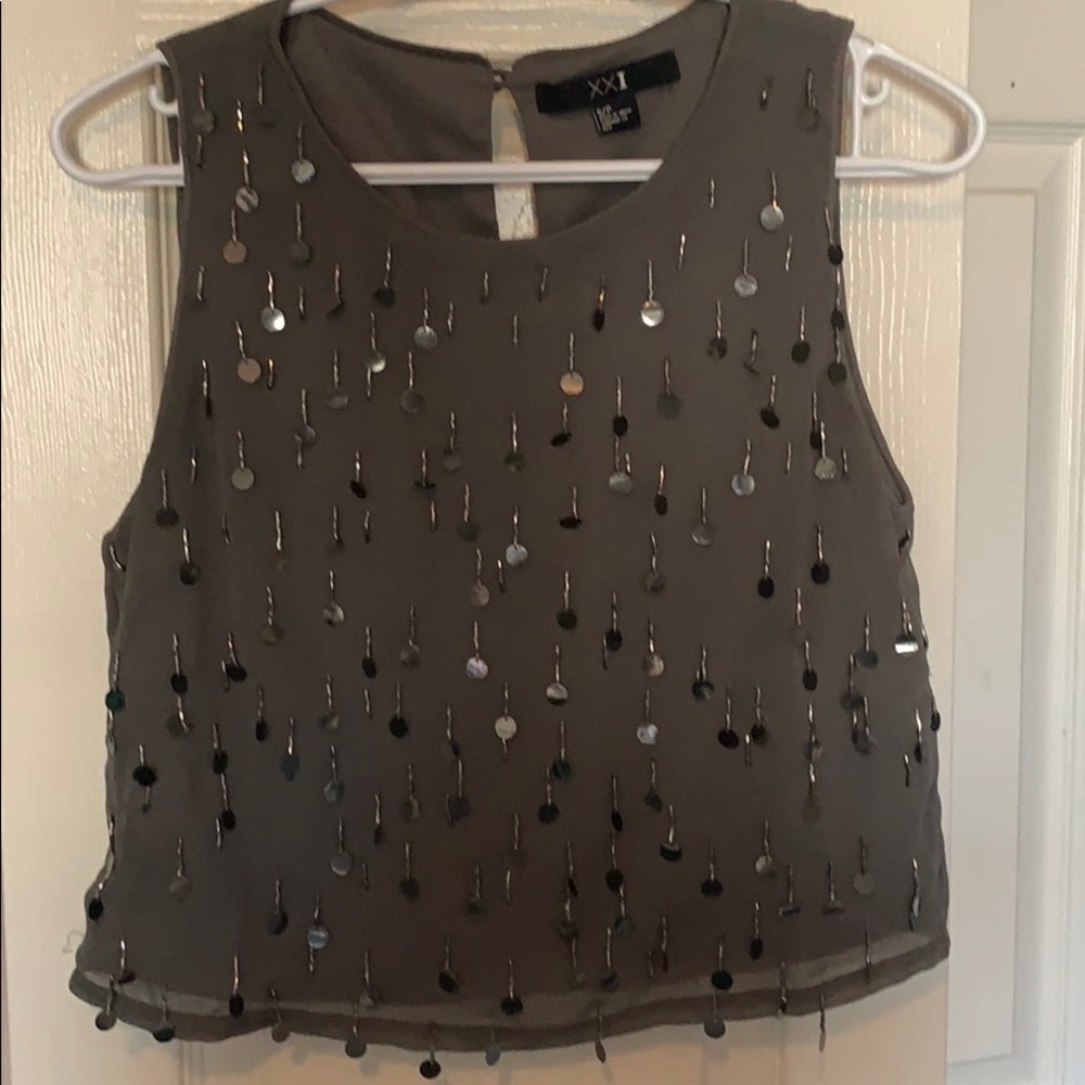 Grey mid crop tank